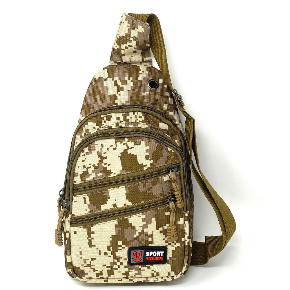 💖MEGA SALE💖Messenger Bag Sport 4 Zip Camo Brown Khaki Unisex